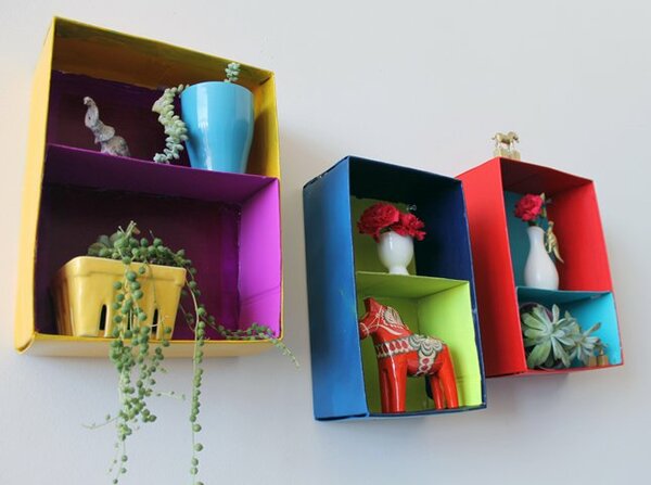 Tái Chế Hộp Giấy Mẫu tái chế vỏ hộp giấy làm giá đặt đồ treo tường